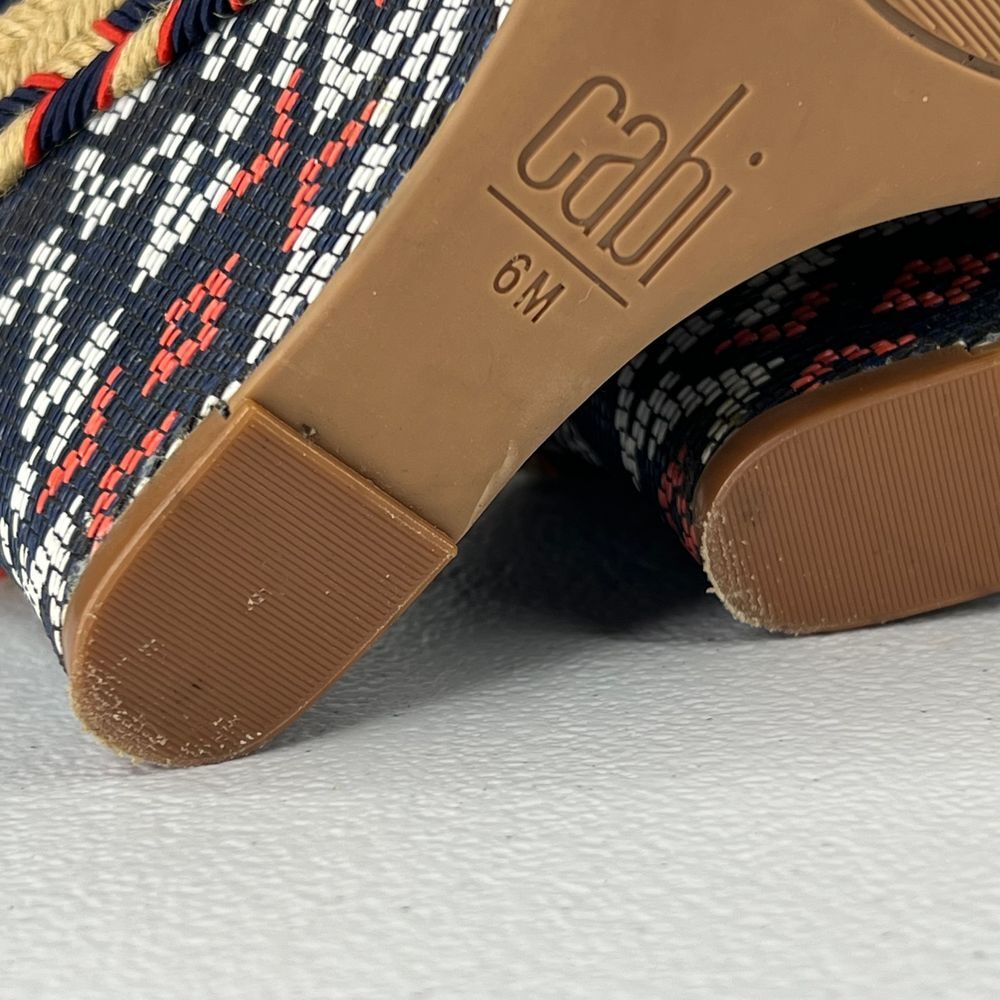 Cabi Isla Espadrille Wedge Sandal Navy Blue Suede Ankle Tie Up Tassels Western 6 - Picture 5 of 13